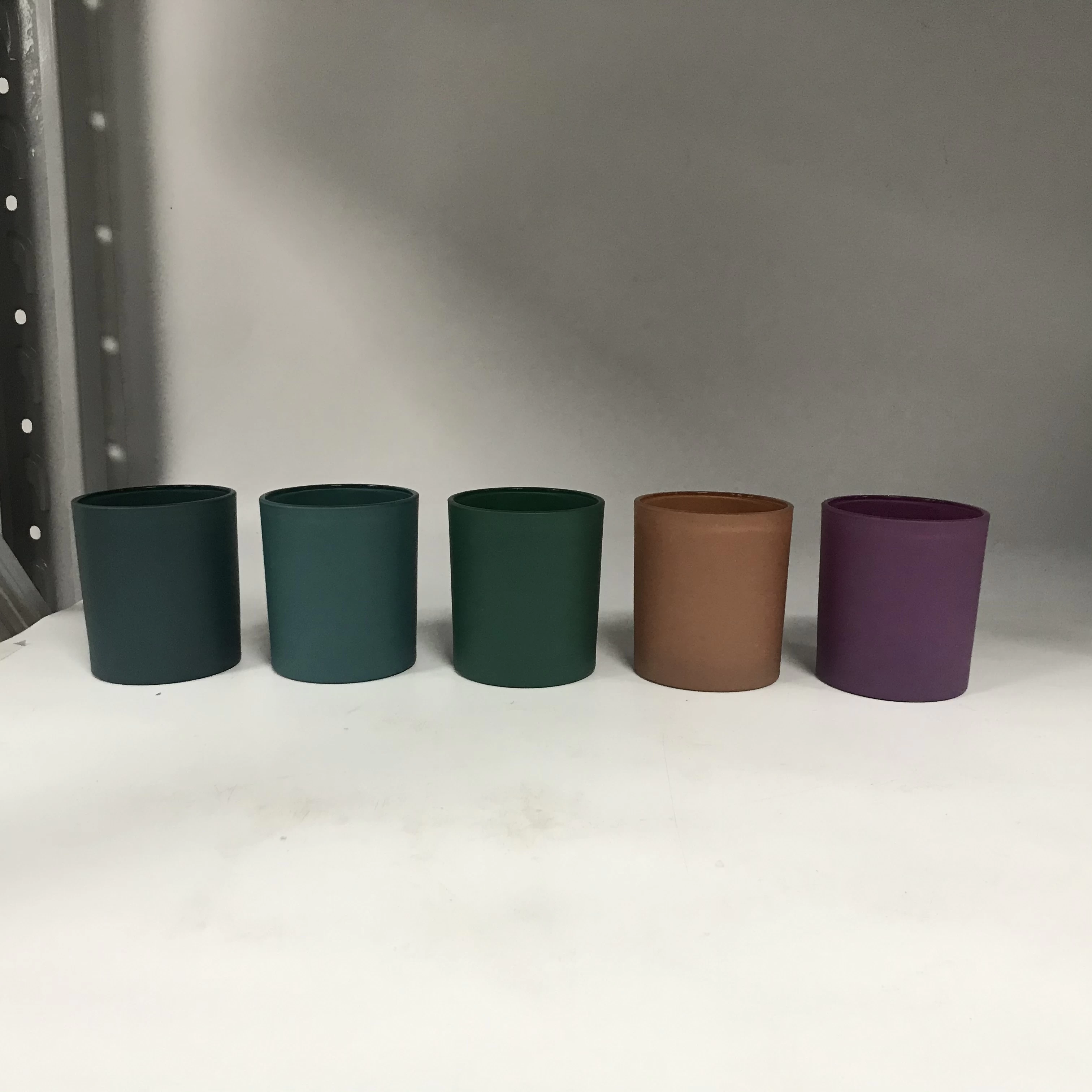matte colored glass candle jars with metal lid