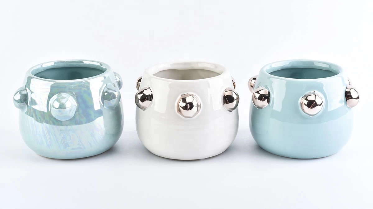 9oz iridescent white ceramic candle bowls