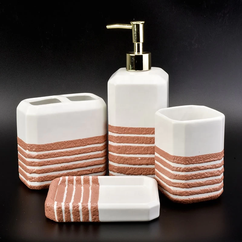 4pcs Square customized ceramic bath products hotel accessories sets