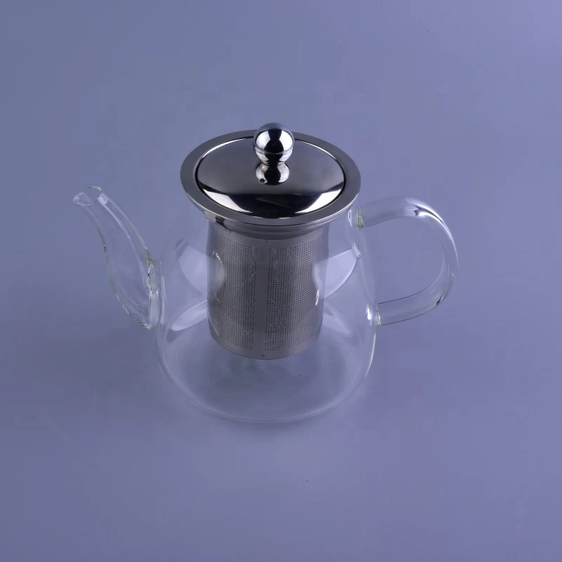 Wholesales glass borosilicate tea pot with Stainless Steel Infuser and handle