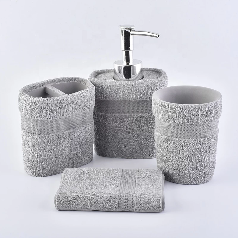 4pcs Mable cement bathroom accessories sets hotel decor