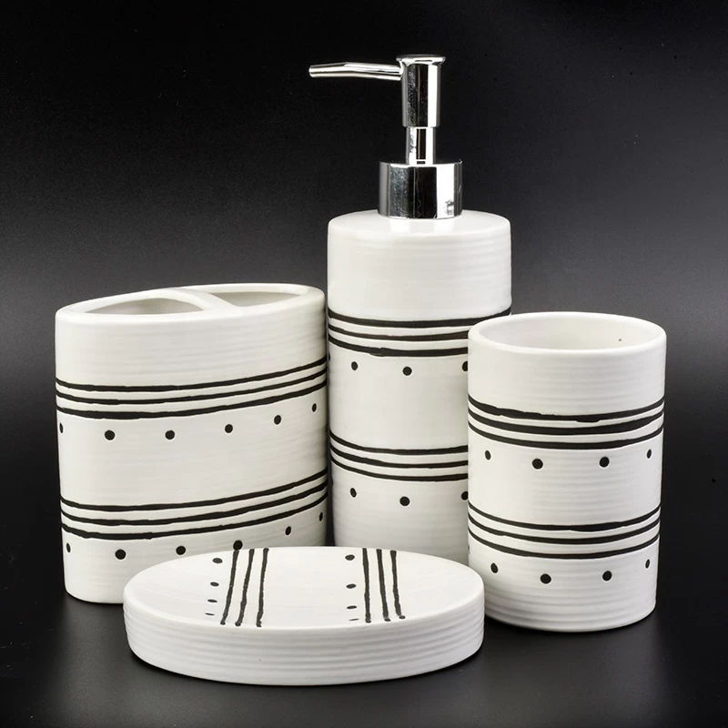 4pcs Customized ceramic porcelain bathroom shower accessories kits hotel decor wholesales