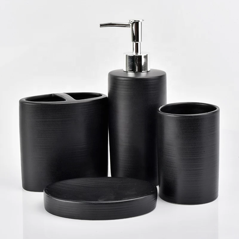4pcs Custom ceramic porcelain amenity bathroom shower accessories sets toilet decoration factory