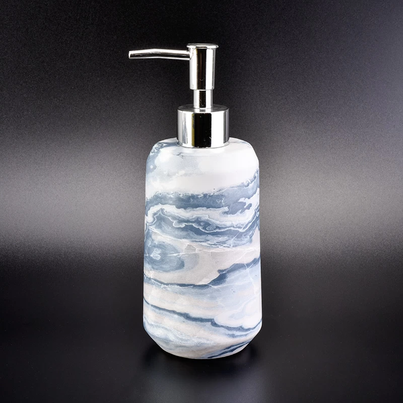 Wholesale 4 pieces of ceramic bathroom accessories set blue marble