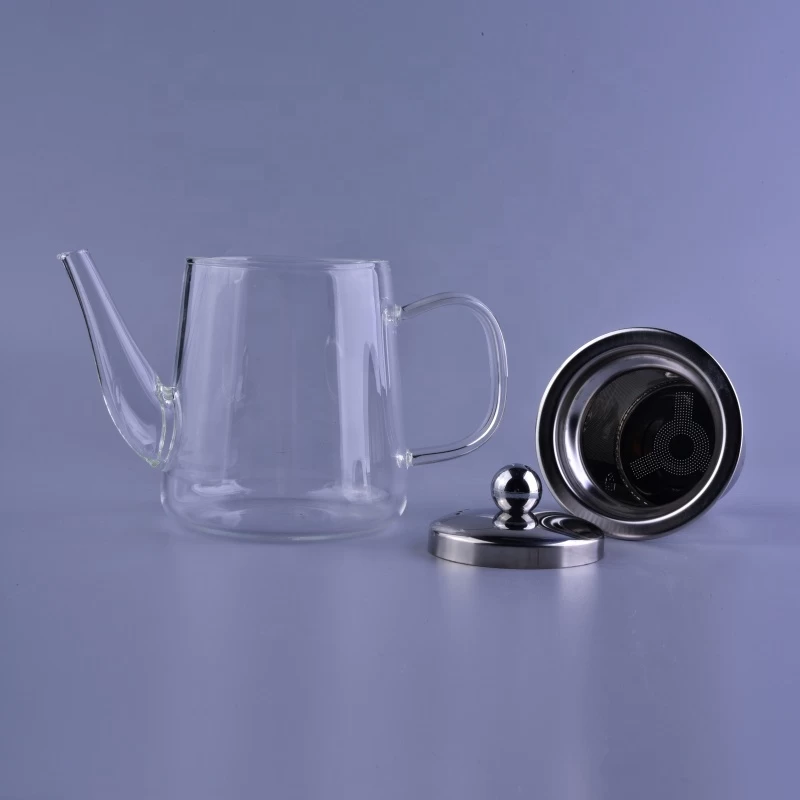 Heat resistant glass borosilicate teapot with Stainless Steel Infuser kettle