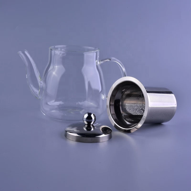 Wholesales glass borosilicate tea pot with Stainless Steel Infuser and handle