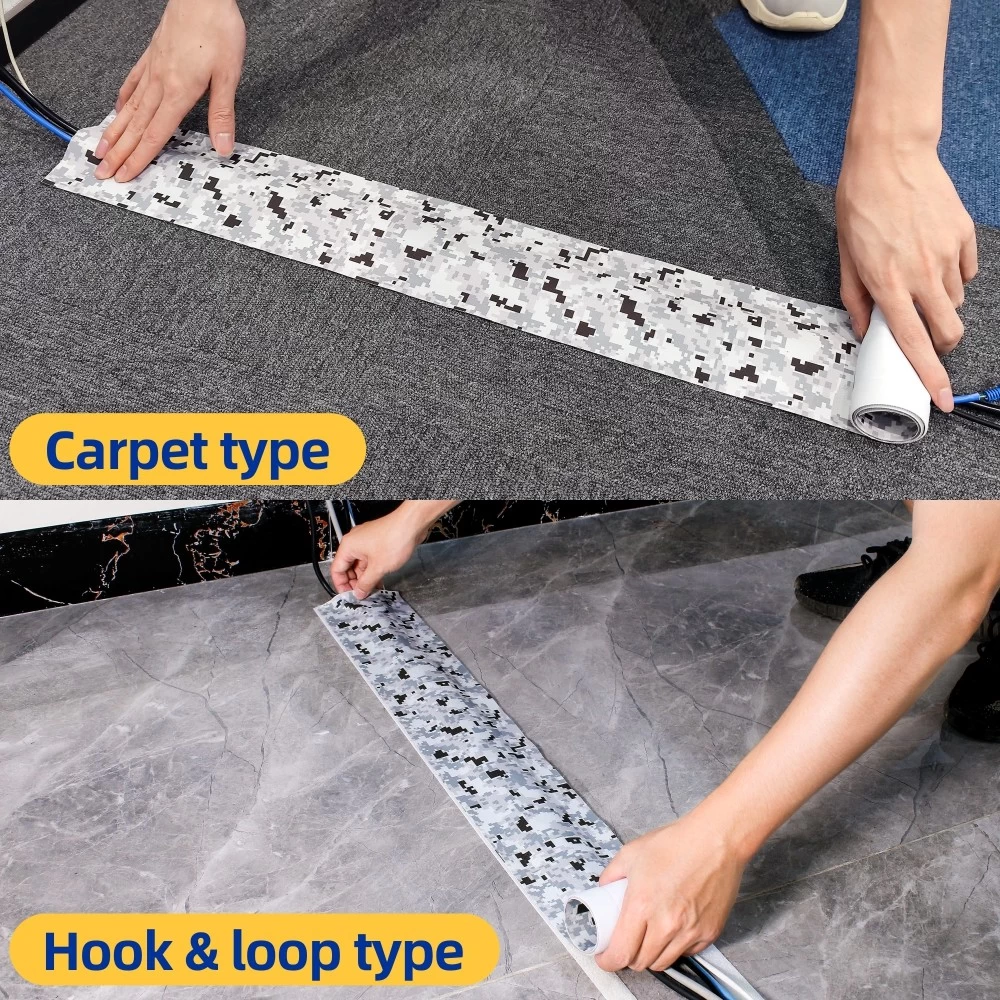 Organice sus cables con la cubierta para cables de piso con gancho y bucle