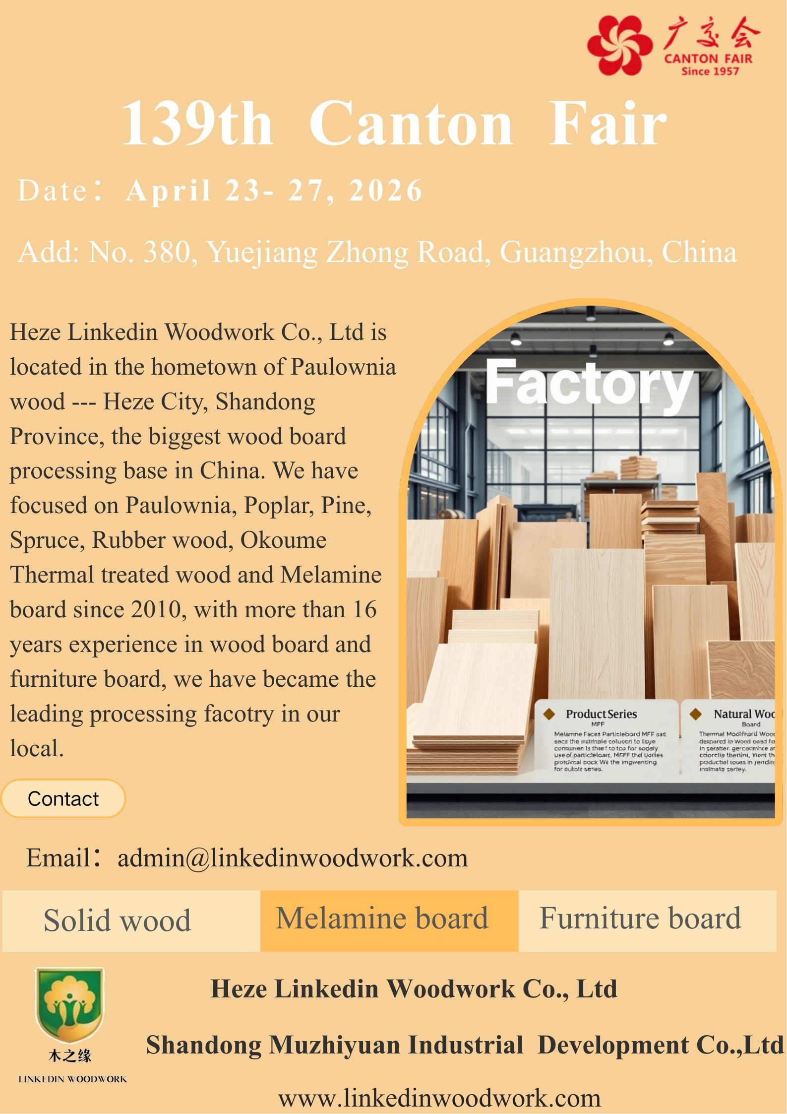 Heze Linkedin Woodwork to Showcase Premium Wood Products at the 139th Canton Fair