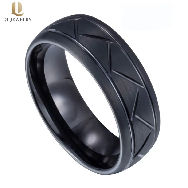 Anello di carburo di tungsteno nero da uomo popolare anello di carburo di tungsteno nero 8mm anello di tungsteno nero porcellana fornitore
