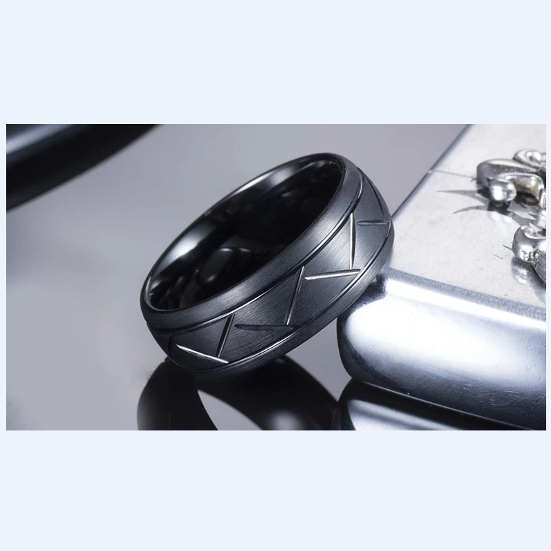 Anello di carburo di tungsteno nero da uomo popolare anello di carburo di tungsteno nero 8mm anello di tungsteno nero porcellana fornitore