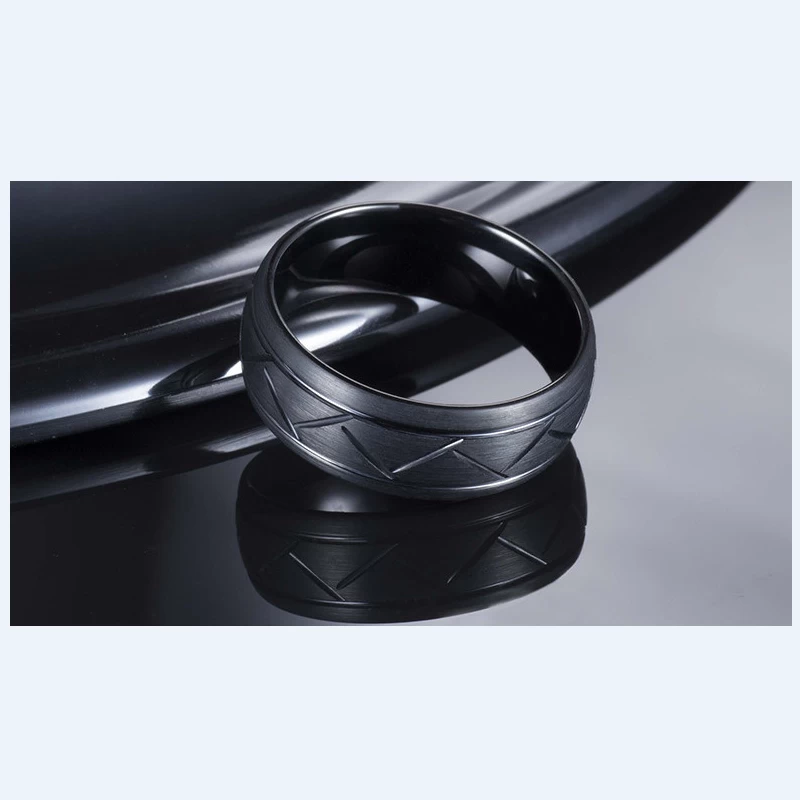 Anello di carburo di tungsteno nero da uomo popolare anello di carburo di tungsteno nero 8mm anello di tungsteno nero porcellana fornitore