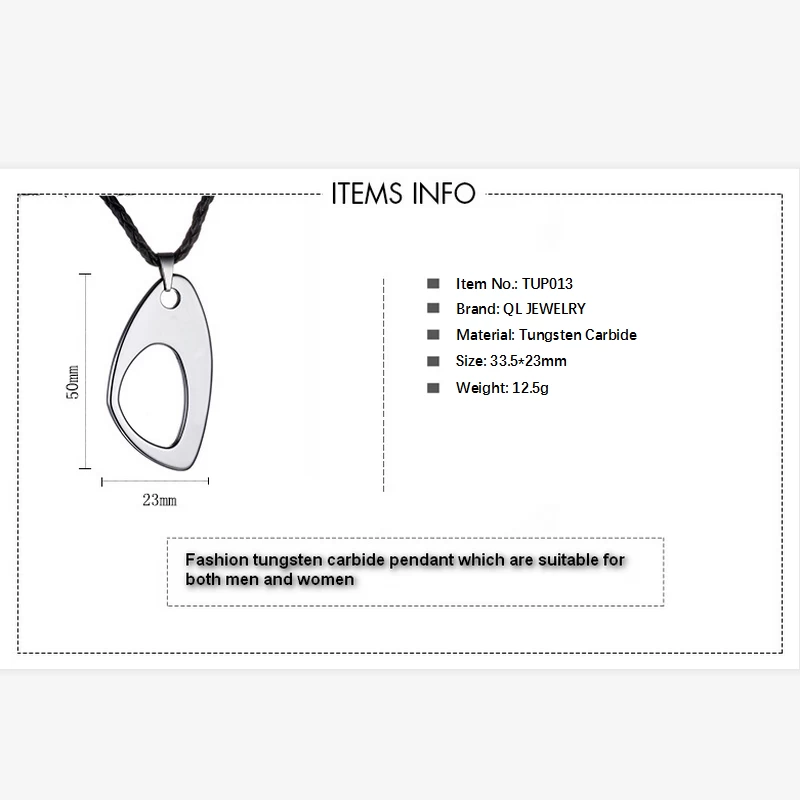 New Style Open Heart Shaped Tungsten Carbide Pendant Necklace Love Heart Tungsten Jewelry China Supplier