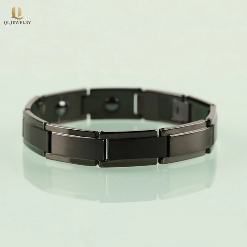 Bijoux de tungstène en gros Hommes Matte fini Bracelets de carbure de tungstène noir avec aimants Chine Fournisseur