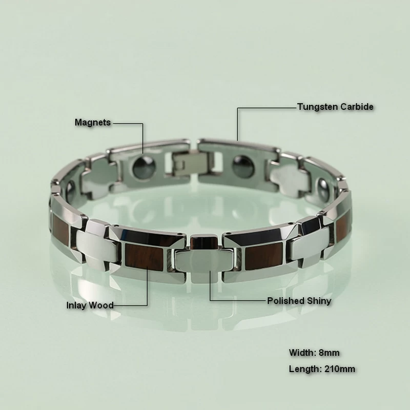 Braccialetto in carburo di tungsteno ad alta lucidato all\'ingrosso con legno e magneti inlay porcellana fornitore