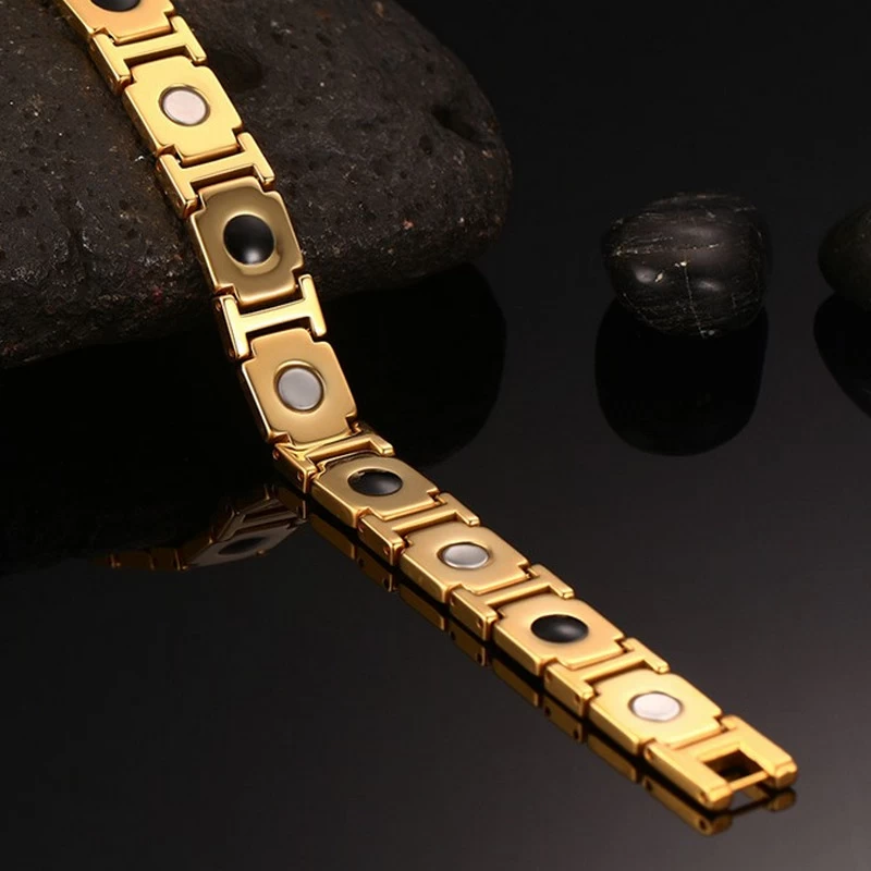 Vente en gros Hommes Bijoux de Tungstène Bracelet de soins de santé Haute bracelet en lien de tungstène en or poli avec aimants et le fournisseur de chinois germanium