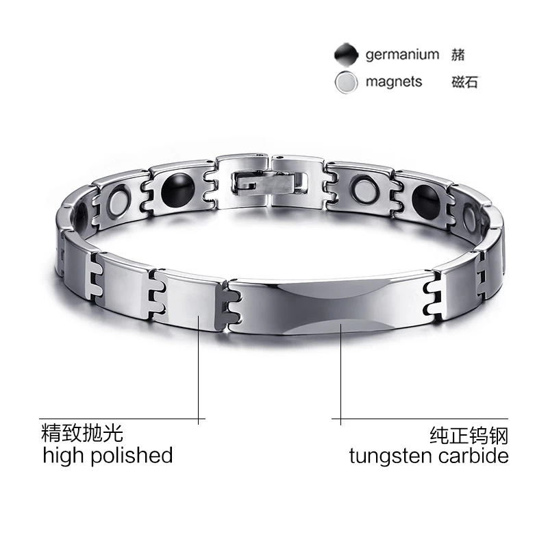 Hot selling Mens Tungsten Jewelry Health Care Tungsten Bracelet for Men with Magnets and germanium China Supplier