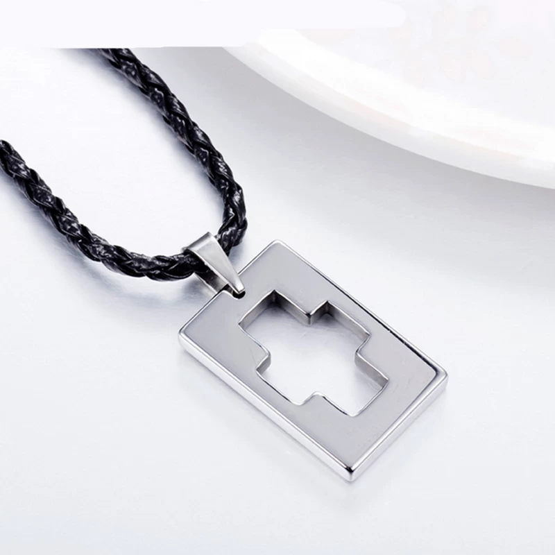 Vendita calda Gioielli da uomo in carburo di tungsteno Piazza Pendente Tungsteno Open Cross Collana Dog Tag Cina fornitore