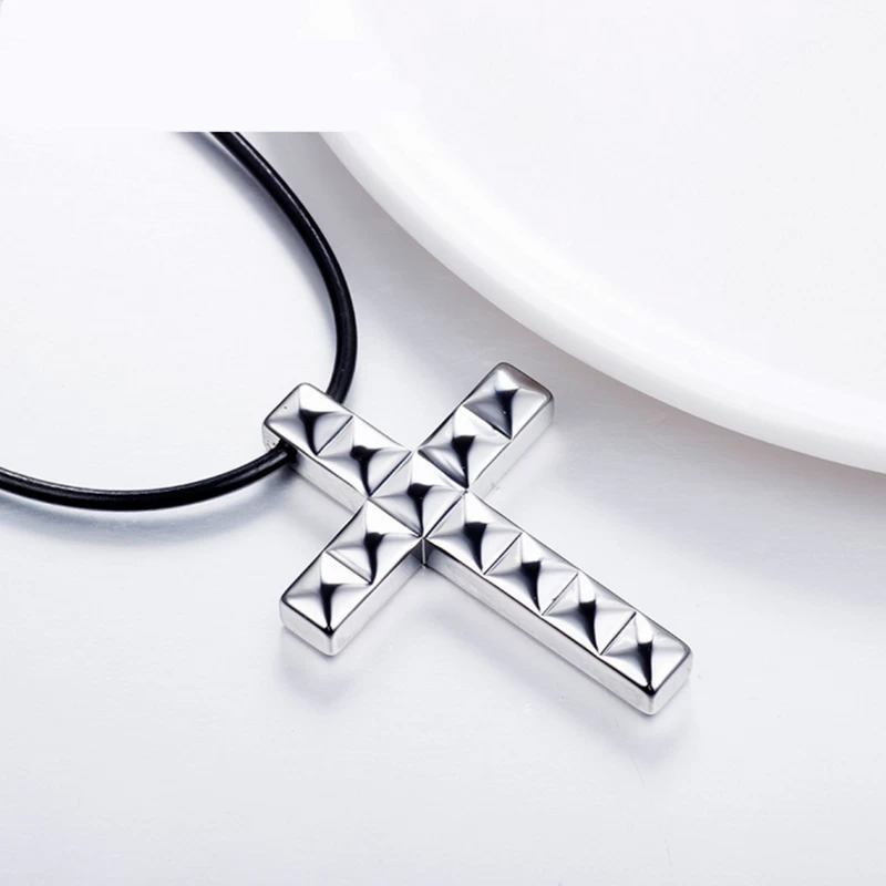 Hot selling Men\'s Jewelry Tungsten Carbide Cross Pendant Necklace Faceted Tungsten Dog Tag China Supplier