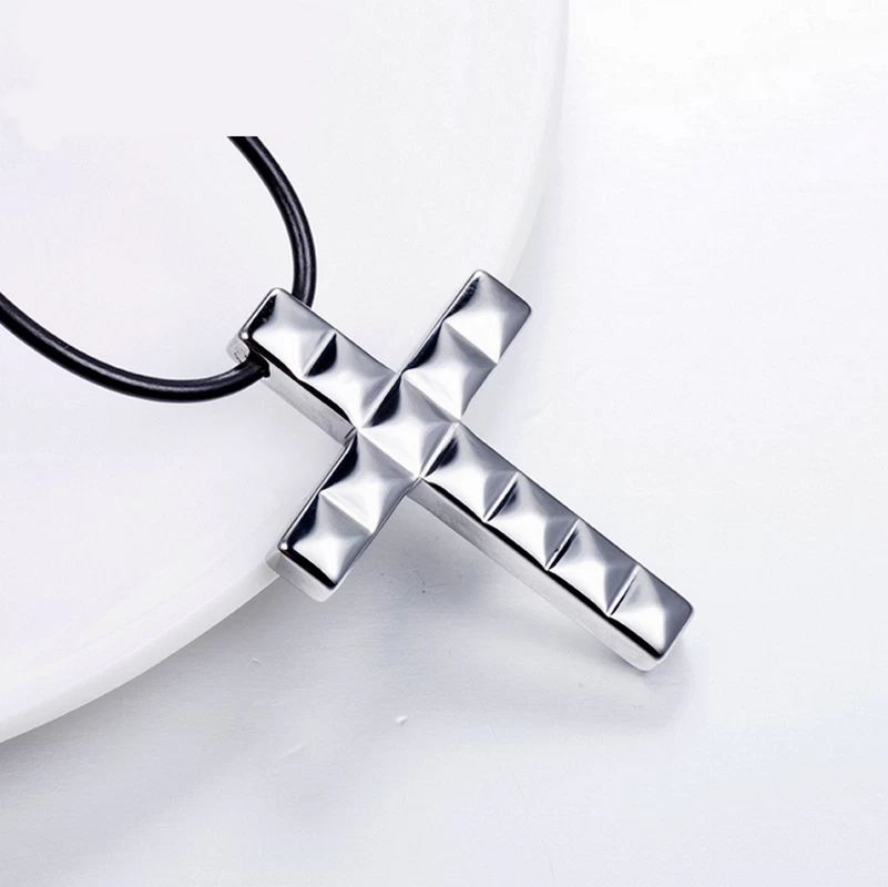 Hot selling Men\'s Jewelry Tungsten Carbide Cross Pendant Necklace Faceted Tungsten Dog Tag China Supplier
