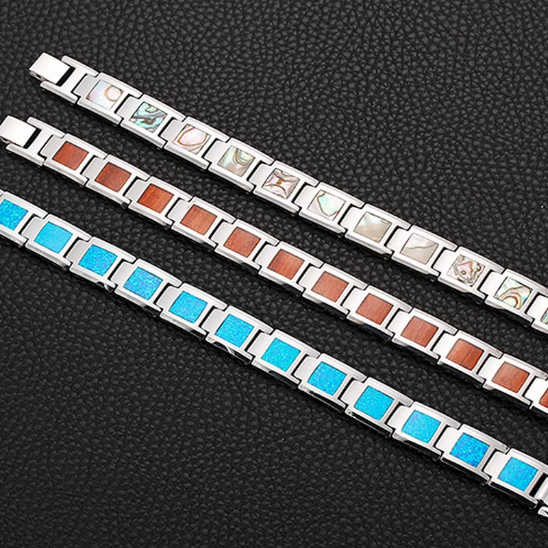 Großhandel Gesundheit Herren Schmuck High Polished Herren Shell Wolfram Carbid Armband Magnete Inlay China Lieferant
