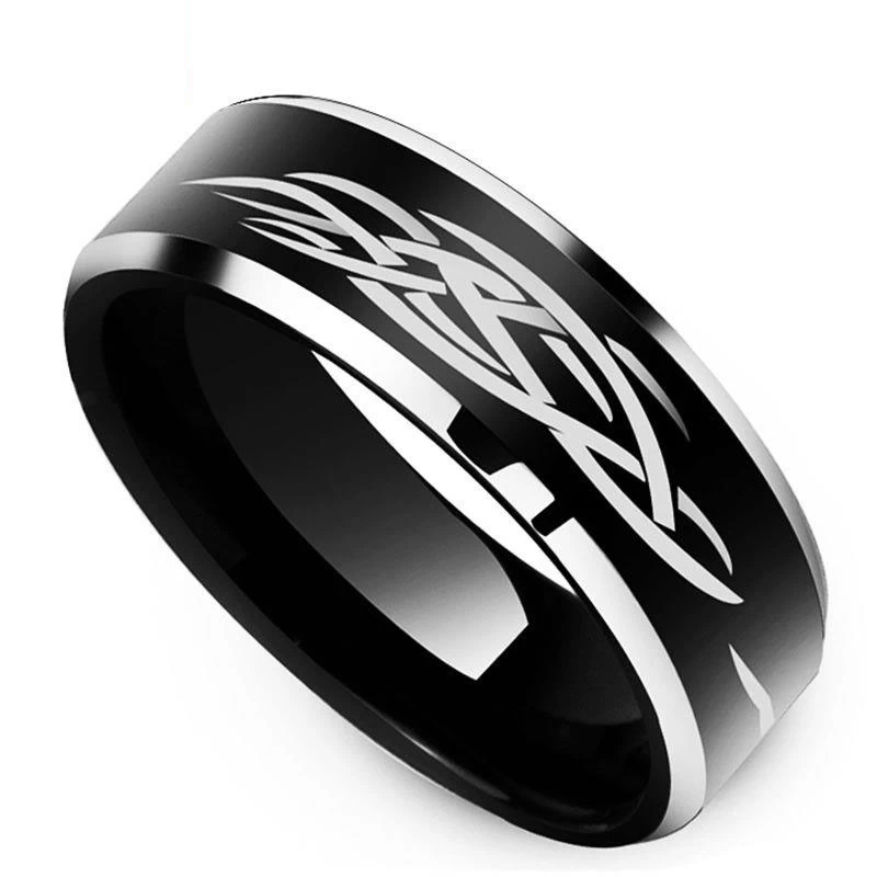 Vente en gros de 8mm Domé Matte fini Deux tonalité de tungstène Bague en carbure de tungstène en or et bleu de carbure de tungstène bleu