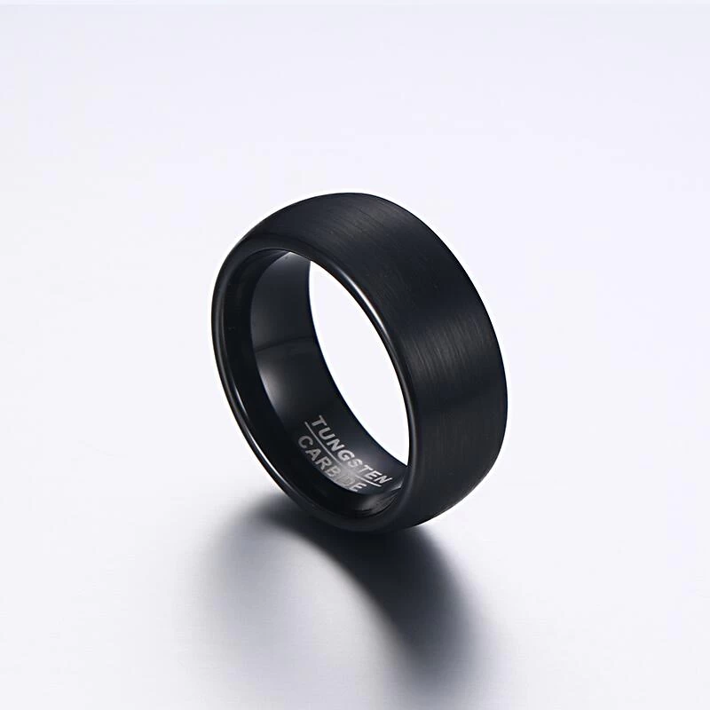 Chine Factory vendant 8 mm Bague en carbure de tungstène noir et brossé pour hommes Cool Finger anneau de tungstène