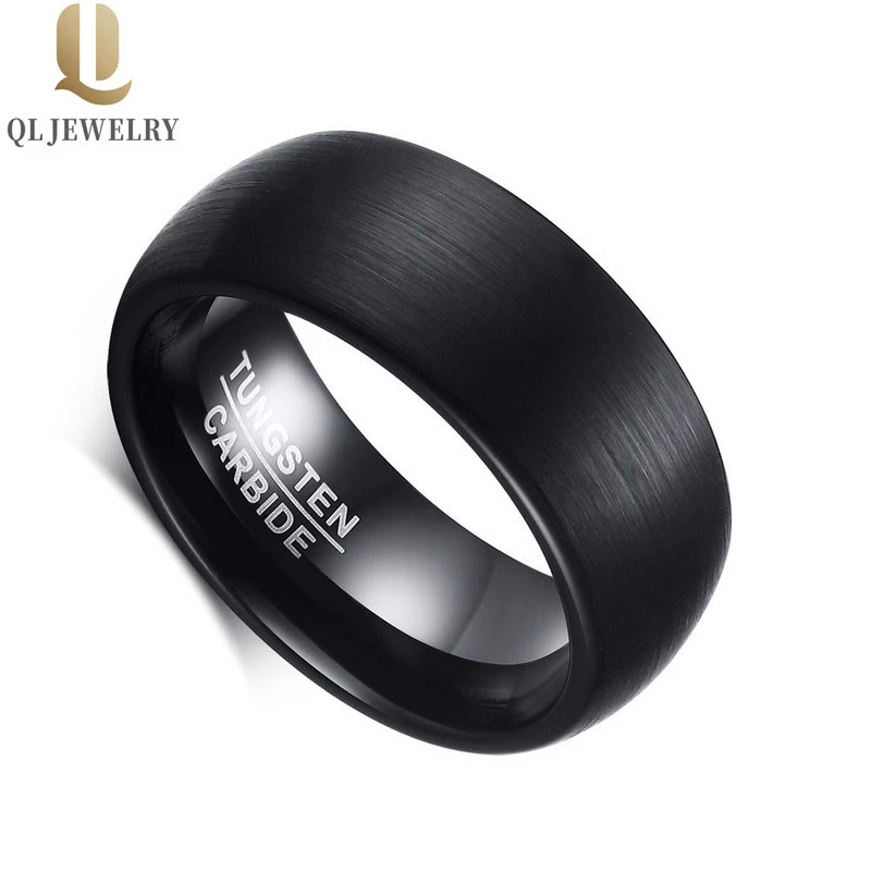Chine Factory vendant 8 mm Bague en carbure de tungstène noir et brossé pour hommes Cool Finger anneau de tungstène
