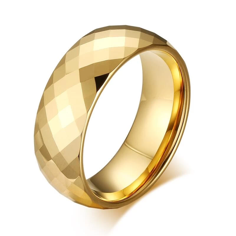 6mm / 8mm gewölbter und gold Wolframkarbidring mit shinny facettiertes Bling Hochzeitspaar Wolframringe und -bänder für Mann und Frauen aus China Fabrik