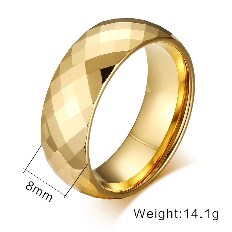 6mm / 8mm gewölbter und gold Wolframkarbidring mit shinny facettiertes Bling Hochzeitspaar Wolframringe und -bänder für Mann und Frauen aus China Fabrik
