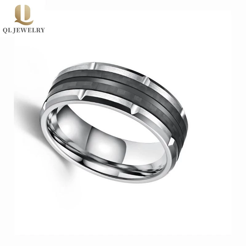 8mm Men\'s Tungsten Carbon Fiber Ring Men\'s Wedding Bands Combined Comfort Fit Tungsten Carbide Ring New Carbon Fiber ring
