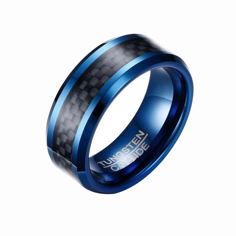 Populärer blauer Wolfram-Kohlenstoff-Faser-Ring schwarzer Kohlefaser-Ring heißer Verkauf von 8mm 6mm