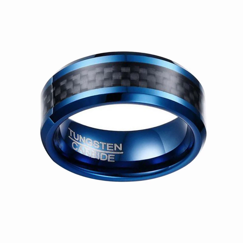 Populärer blauer Wolfram-Kohlenstoff-Faser-Ring schwarzer Kohlefaser-Ring heißer Verkauf von 8mm 6mm