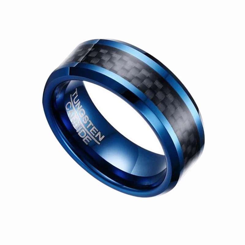 Populärer blauer Wolfram-Kohlenstoff-Faser-Ring schwarzer Kohlefaser-Ring heißer Verkauf von 8mm 6mm