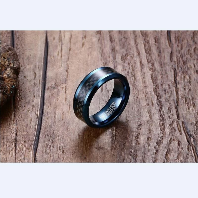 Populärer blauer Wolfram-Kohlenstoff-Faser-Ring schwarzer Kohlefaser-Ring heißer Verkauf von 8mm 6mm