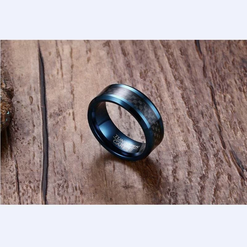 Populärer blauer Wolfram-Kohlenstoff-Faser-Ring schwarzer Kohlefaser-Ring heißer Verkauf von 8mm 6mm