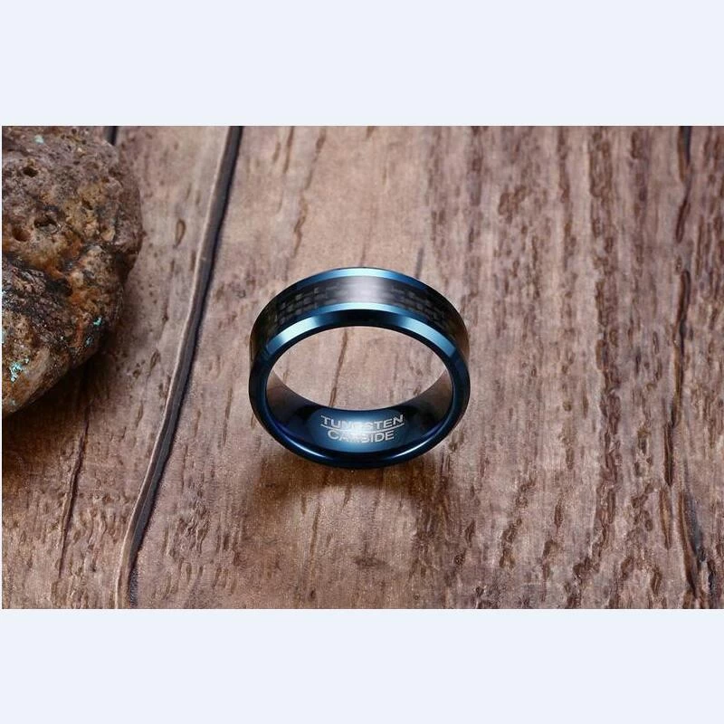 Populärer blauer Wolfram-Kohlenstoff-Faser-Ring schwarzer Kohlefaser-Ring heißer Verkauf von 8mm 6mm
