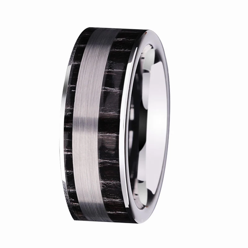 9mm breiter kühles spezielles Wolframkarbid-Ring mit einzigartigen Kohlefaser-Inlay China Wolfram Ring Hersteller Lieferant
