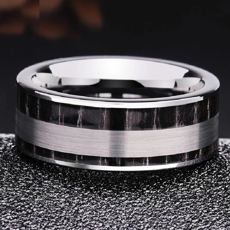 9mm breiter kühles spezielles Wolframkarbid-Ring mit einzigartigen Kohlefaser-Inlay China Wolfram Ring Hersteller Lieferant