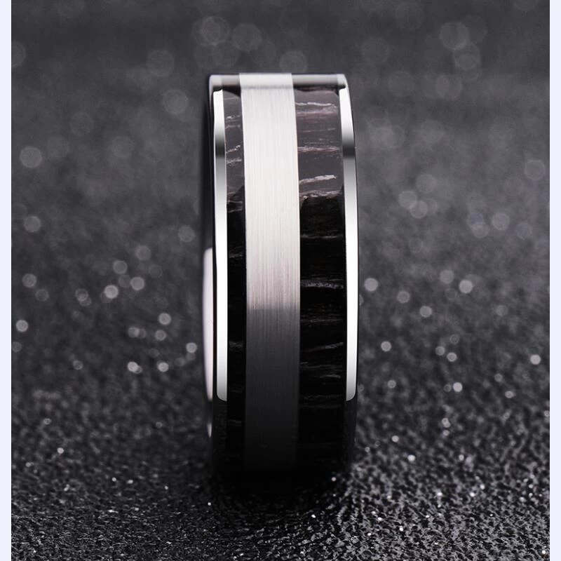 9mm breiter kühles spezielles Wolframkarbid-Ring mit einzigartigen Kohlefaser-Inlay China Wolfram Ring Hersteller Lieferant