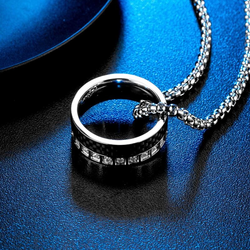 Newest Style Men\'s Tungsten Wedding Band Tungsten Carbide Ring with a Circle of Black Carbon Fiber and white CZ Stones on one Side