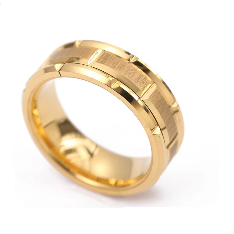 Yellow Gold Plating Tungsten Ring 4-Parts Combined Top sales Men\'s Tungsten Wedding Band Gold Tungsten Carbide Ring Special Unique and Cool