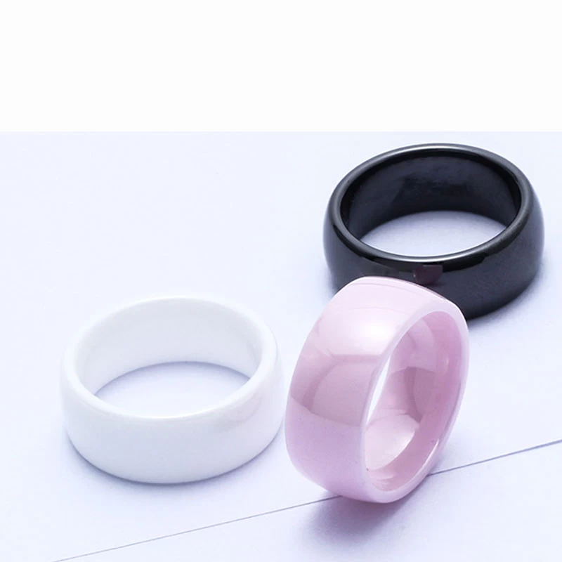 Einfache klassische Keramikring mit hoher polierter normaler schwarzer Keramik-Hochzeitsbänder Mode gewölbte Keramikring China-Hersteller