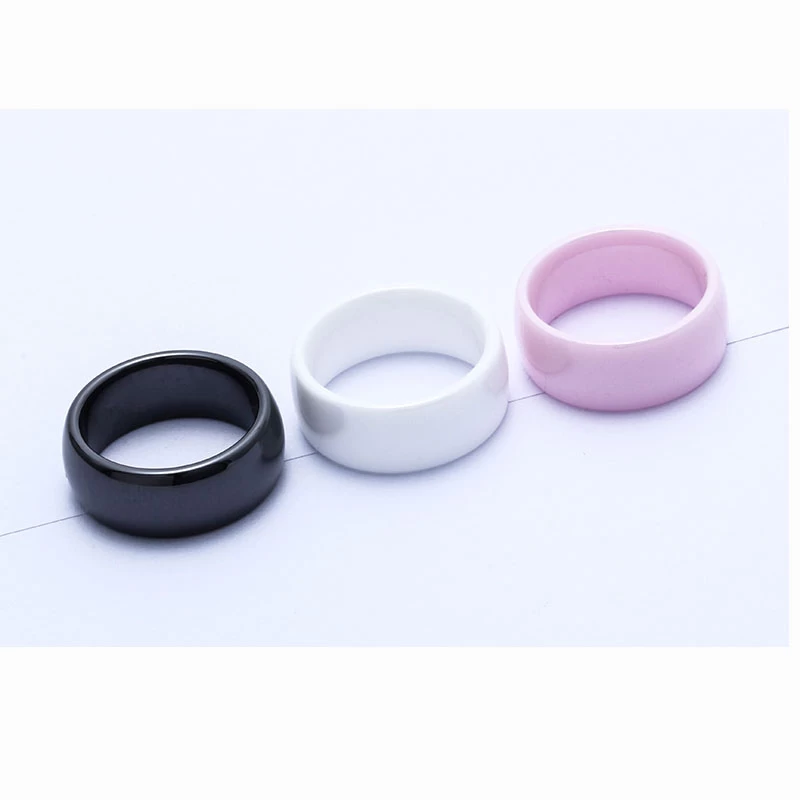 Einfache klassische Keramikring mit hoher polierter normaler schwarzer Keramik-Hochzeitsbänder Mode gewölbte Keramikring China-Hersteller