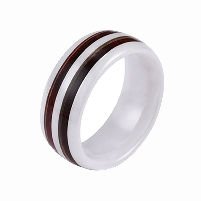 Deux styles différent bois d\'incrustation en céramique blanche bague de mariée en céramique mode céramique bague en céramique Chine fournisseur / usine