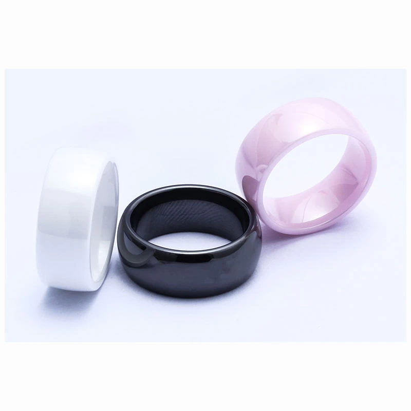 Einfache klassische Keramikring mit hoher polierter normaler schwarzer Keramik-Hochzeitsbänder Mode gewölbte Keramikring China-Hersteller