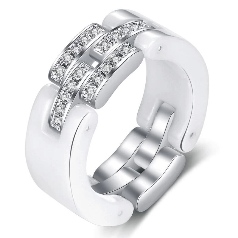 Bague en céramique noire classique de luxe de luxe sur mesure Bandes de mariage en céramique à haute teneur en céramique à la mode Bague en céramique Chine fabricant