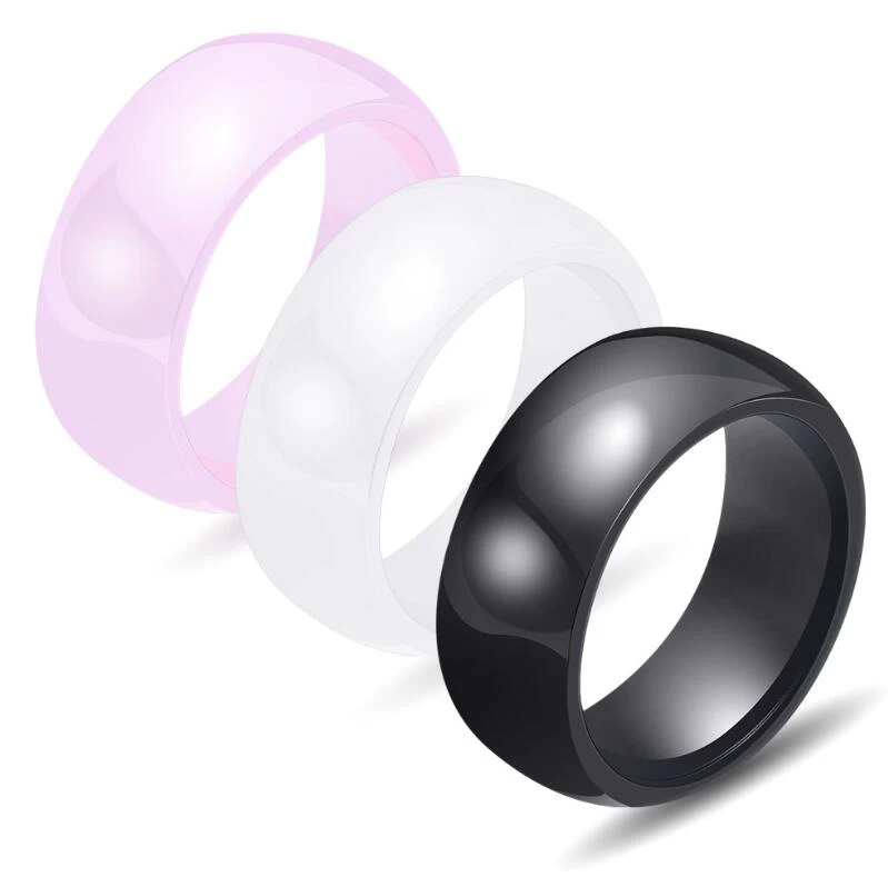 Einfache klassische Keramikring mit hoher polierter normaler schwarzer Keramik-Hochzeitsbänder Mode gewölbte Keramikring China-Hersteller