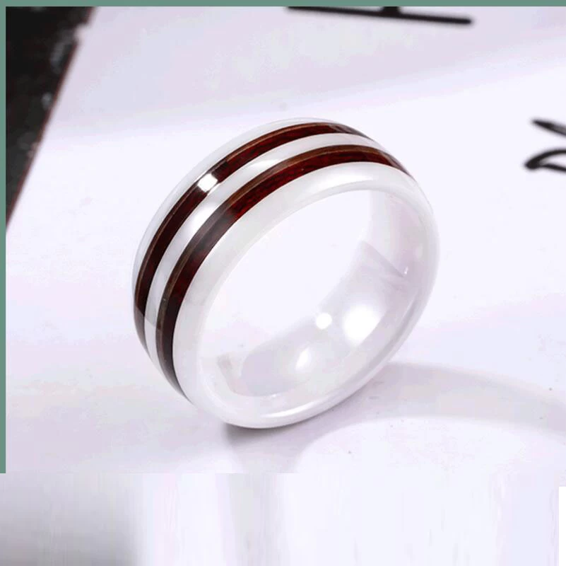 Deux styles différent bois d\'incrustation en céramique blanche bague de mariée en céramique mode céramique bague en céramique Chine fournisseur / usine
