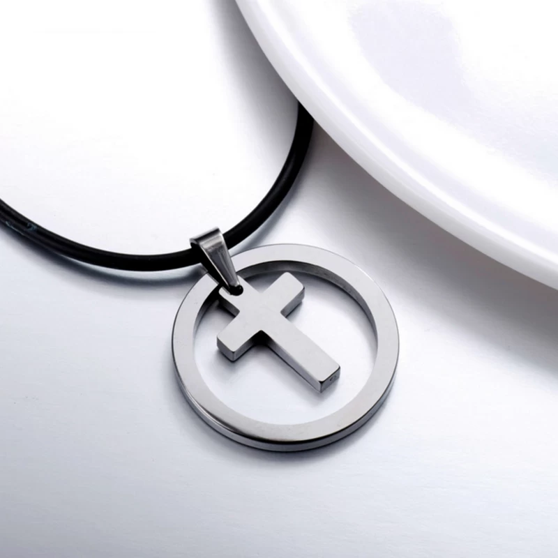 Bijoux de mode Hommes de haute qualité Tungstène Cercle de carbure Pendentif pour hommes Tungten Cross Tag Collier Collier Chine Fabricant
