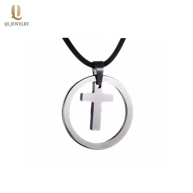 Bijoux de mode Hommes de haute qualité Tungstène Cercle de carbure Pendentif pour hommes Tungten Cross Tag Collier Collier Chine Fabricant